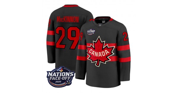 Canada Nathan MacKinnon 2025 Black Hockey Team 4 Nations Face-Off Jersey - Image 2
