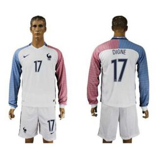 France #17 Digne Away Long Sleeves Soccer Country Jersey