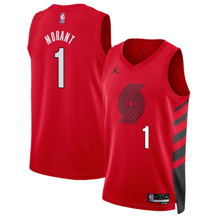 Men's Portland Trail Blazers #1 Ja Morant Red 2026 Statement Edition Jersey