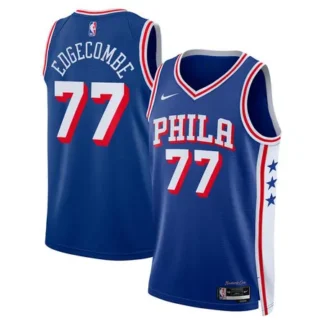 Men's Philadelphia 76ers #77 V. J. Edgecombe Blue Swingman Icon Edition Jersey