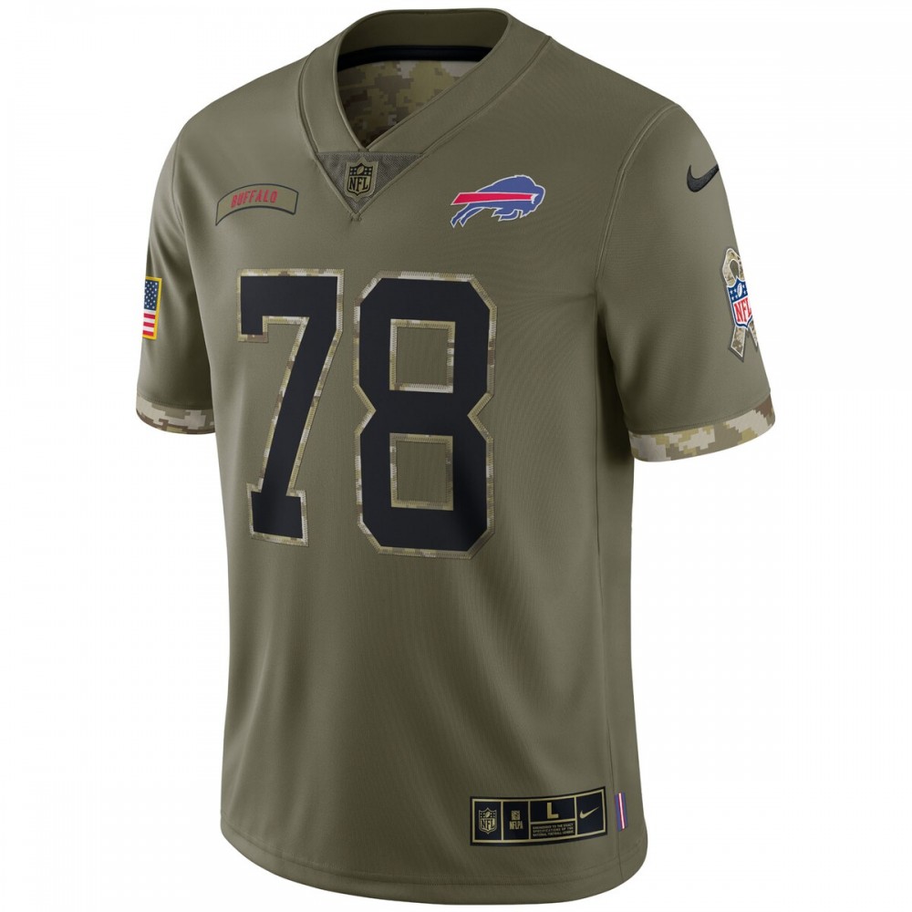 Bruce Smith Buffalo Bills 2022 Salute To Service Retired Player Limited Jersey - Olive - Image 2