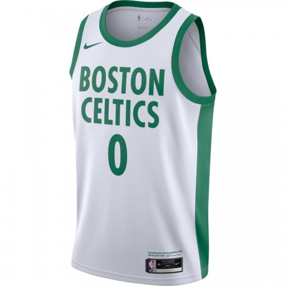 Men's Boston Celtics Jayson Tatum #0 Nike White 2020/21 Swingman Player Jersey – City Edition - Image 2