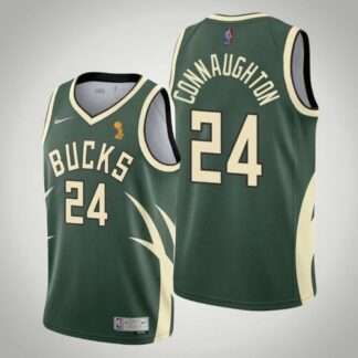 Nike Milwaukee Bucks #24 Pat Connaughton Youth 2021 NBA Finals Champions Swingman Earned Edition Jersey Green Youth