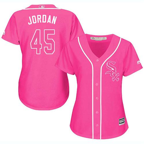 Chicago White Sox #45 Michael Jordan Pink Fashion Women’s Stitched MLB Jersey