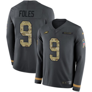 Nike Philadelphia Eagles #9 Nick Foles Anthracite Salute to Service Men’s Stitched NFL Limited Therma Long Sleeve J...