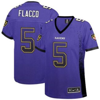 Nike Baltimore Ravens #5 Joe Flacco Purple Team Color Women’s Stitched NFL Elite Drift Fashion Jersey