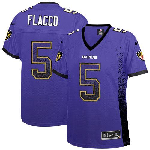 Nike Baltimore Ravens #5 Joe Flacco Purple Team Color Women’s Stitched NFL Elite Drift Fashion Jersey