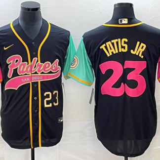 Men's San Diego Padres #23 Fernando Tatis Jr Number Black NEW 2023 City Connect Cool Base Stitched Jersey