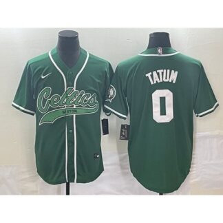 Men's Boston Celtics #0 Jayson Tatum Green Stitched Baseball Jersey OYU4