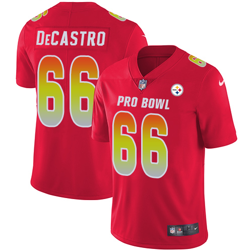 Nike Pittsburgh Steelers #66 David DeCastro Red Youth Stitched NFL Limited AFC 2018 Pro Bowl Jersey