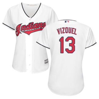 Cleveland Indians #13 Omar Vizquel White Home Women’s Stitched MLB Jersey