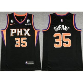 Men's Phoenix Suns #35 Kevin Durant Balck With NO.6 Patch Statement Edition Stitched Basketball Jersey