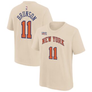 Jalen Brunson New York Knicks Nike Youth 2025/26 City Edition Name & Number T-Shirt – Cream