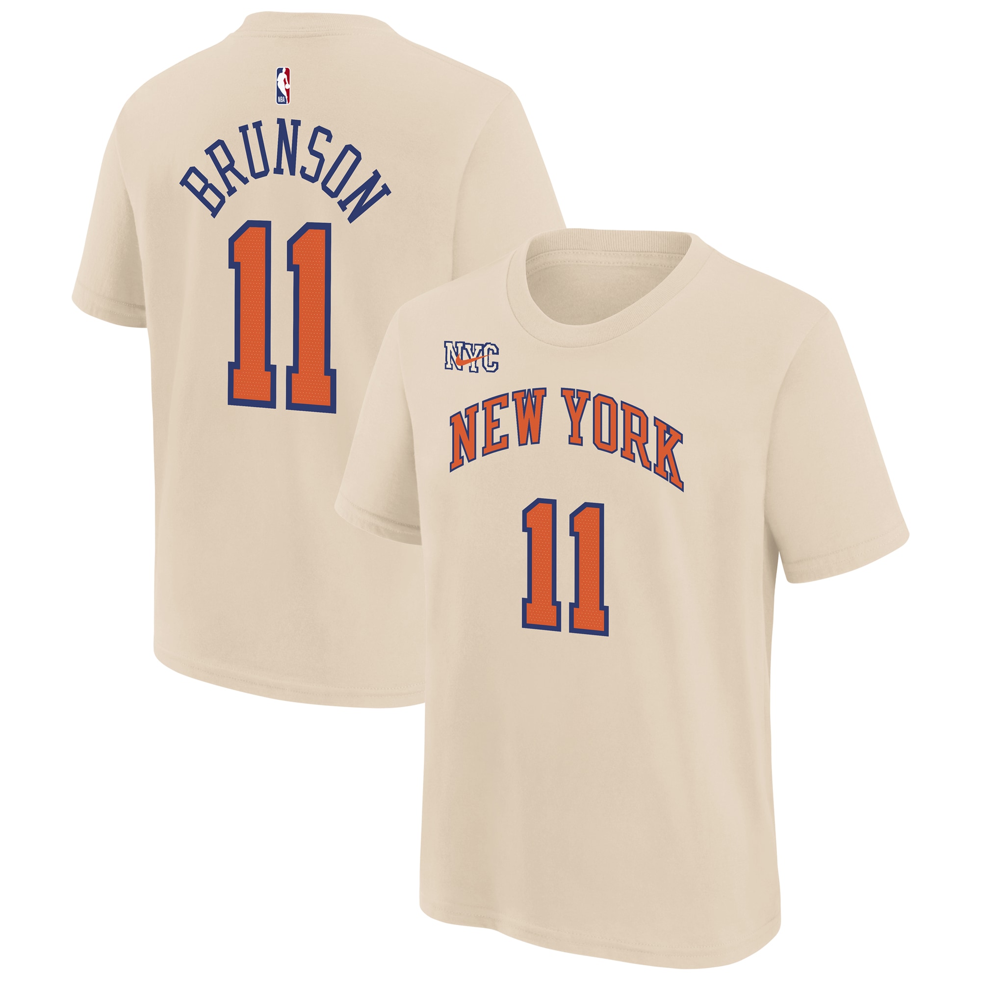 Jalen Brunson New York Knicks Nike Youth 2025/26 City Edition Name & Number T-Shirt – Cream