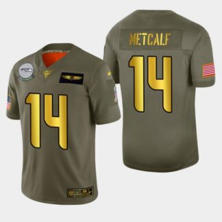 Seattle Seahawks #14 DK Metcalf Men’s Nike Olive Gold 2019 Salute to Service Limited NFL 100 Jersey