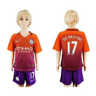 Manchester City #17 De Bruyne Sec Away Kid Soccer Club Jersey