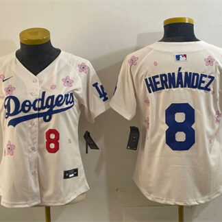 Women's Los Angeles Dodgers #8 Enrique Hernández Cream 2025 Tokyo Series Limited Stitched Baseball Jersey(Run Small)