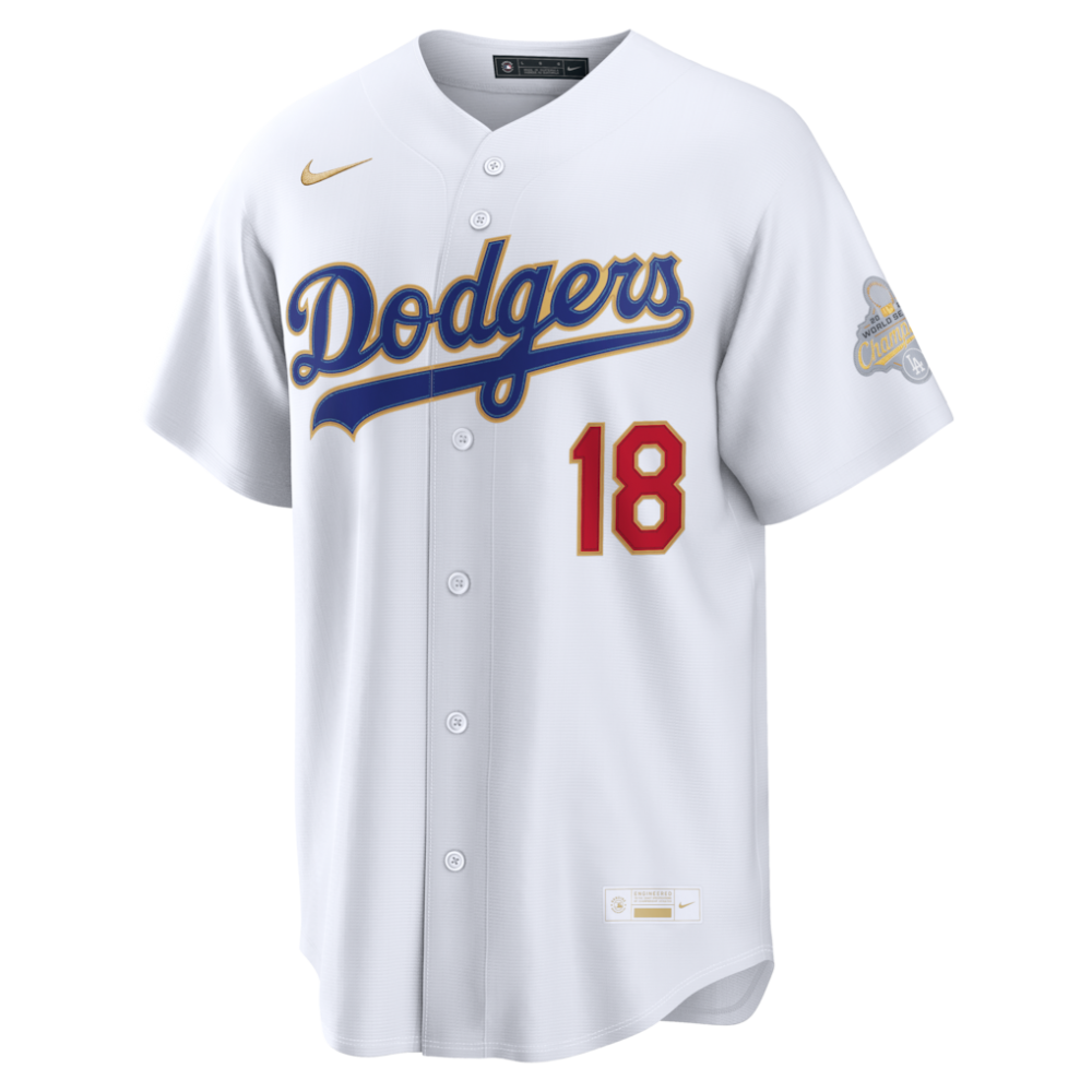 Yoshinobu Yamamoto Los Angeles Dodgers Nike 2026 Gold Collection Kanji Stadium Jersey - White - Image 2