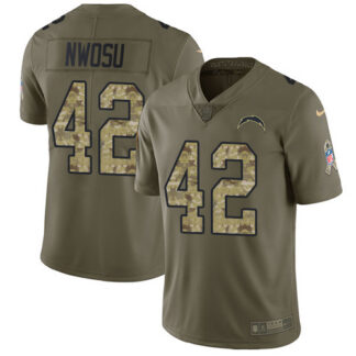 Nike Los Angeles Chargers #42 Uchenna Nwosu Olive/Camo Men’s Stitched NFL Limited 2017 Salute To Service Jersey