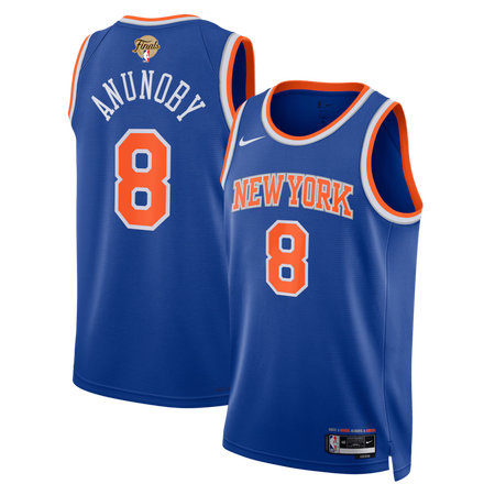Men's New York Knicks #8 OG Anunoby Nike Blue 2026 NBA Finals Patch Swingman Icon Edition Jersey