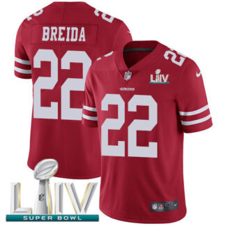 Nike San Francisco 49ers #22 Matt Breida Red Super Bowl LIV 2020 Team Color Youth Stitched NFL Vapor Untouchable Li...