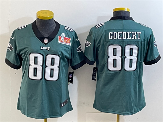 Women's Philadelphia Eagles #88 Dallas Goedert Green 2025 Super Bowl LIX Patch Vapor Untouchable Limited Stitched F...