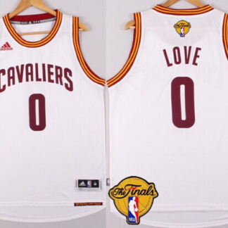Men's Cleveland Cavaliers #0 Kevin Love 2017 The NBA Finals Patch White Jersey