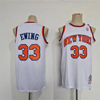 Men's New Yok Knicks #33 Patrick Ewing White Throwback Stitched Jersey