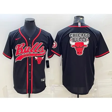 Men's Chicago Bulls Black Team Big Logo Cool Base Stitched Baseball Jersey PA7U