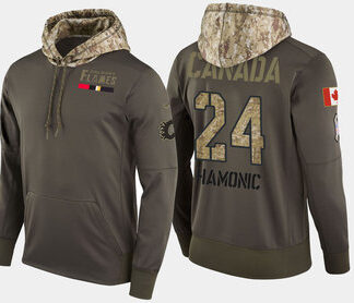 Nike Calgary Flames 24 Travis Hamonic Olive Salute To Service Pullover Hoodie