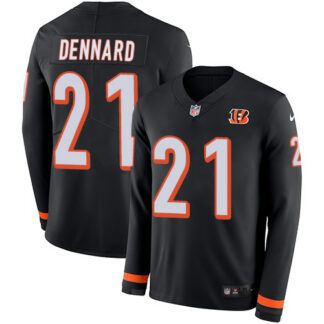 Nike Cincinnati Bengals #21 Darqueze Dennard Black Team Color Men’s Stitched NFL Limited Therma Long Sleeve Jersey