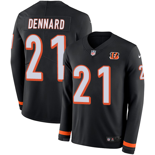 Nike Cincinnati Bengals #21 Darqueze Dennard Black Team Color Men’s Stitched NFL Limited Therma Long Sleeve Jersey