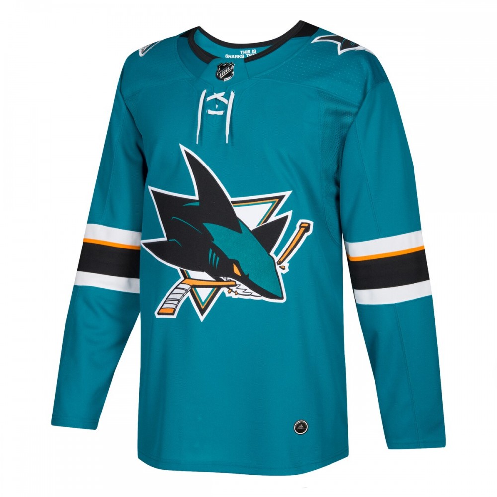 San Jose Sharks adidas Home Authentic Blank Jersey - Teal - Image 2
