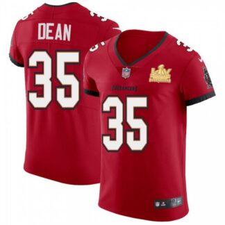Tampa Bay Buccaneers #35 Jamel Dean Men’s Super Bowl LV Champions Patch Nike Red Vapor Elite Jersey