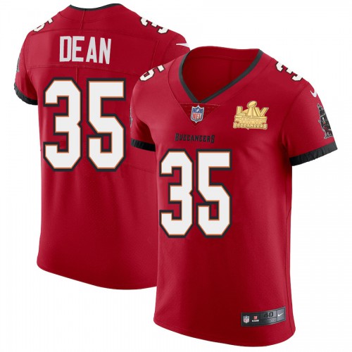 Tampa Bay Buccaneers #35 Jamel Dean Men’s Super Bowl LV Champions Patch Nike Red Vapor Elite Jersey