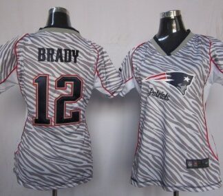 Nike New England Patriots #12 Tom Brady 2012 Womens Zebra Fashion Jersey