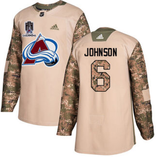 Adidas Colorado Avalanche #6 Erik Johnson Camo Authentic 2022 Stanley Cup Champions Veterans Day Stitched NHL Jerse...