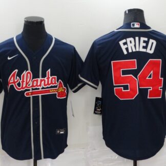 Men's Atlanta Braves #54 Max Fried Navy Blue Stitched MLB Cool Base Nike Jersey