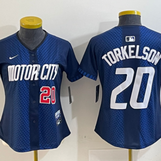 Women's Detroit Tigers #20 Spencer Torkelson 2024 Navy City Connect Cool Base Limited Stitched Jerseys