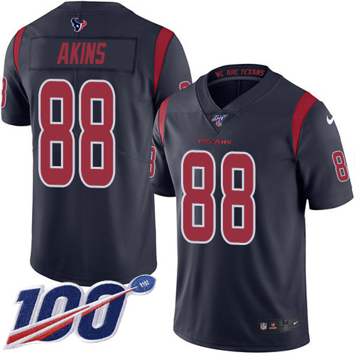 Nike Houston Texans #88 Jordan Akins Navy Blue Men’s Stitched NFL Limited Rush 100th Season Jersey
