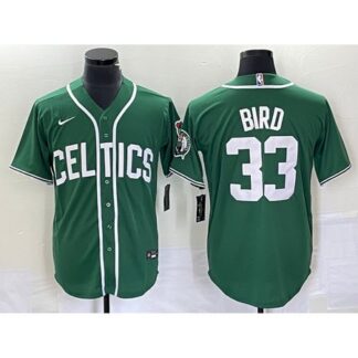 Men's Boston Celtics #33 Larry Bird Green Stitched Baseball Jersey 6K8Z