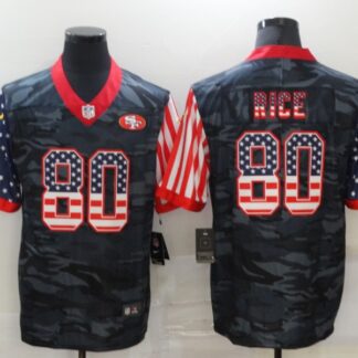 Men's San Francisco 49ers #80 Jerry Rice USA Camo 2020 Salute To Service Stitched NFL Nike Limited Jersey
