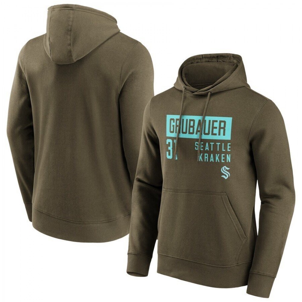 Seattle Kraken Fanatics Branded Fashion Name & Number Hoodie - Philipp Grubauer 31