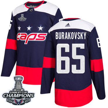 Adidas Washington Capitals #65 Andre Burakovsky Navy Authentic 2018 Stadium Series Stanley Cup Final Champions Stit...