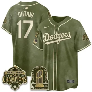 Men's Los Angeles Dodgers #17 Shohei Ohtani Olive New Era 2026 Armed Forces Day Jersey OO8T