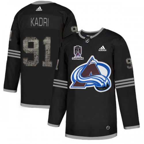 Adidas Colorado Avalanche #91 Nazem Kadri Black Youth 2022 Stanley Cup Champions Authentic Classic Stitched NHL Jer...